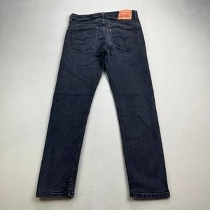 Levis 502 Jeans Mens 33x32 Black Denim Slim Fit Taper Leg Charcoal Wash Red Tab